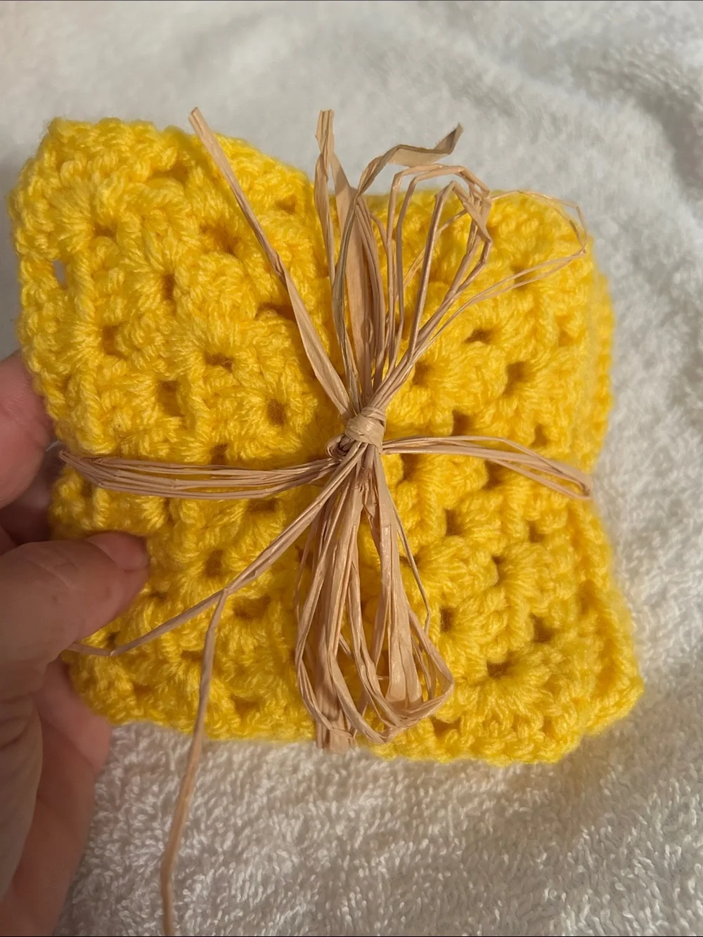 Handmade Yellow Crochet coaster Set - Soft Cotton Blend